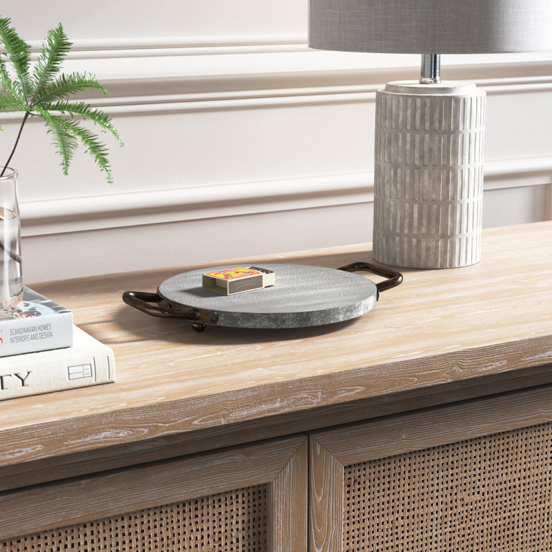 Joss & Main Alina Ridgewood Gray Round Serving Tray Wayfair